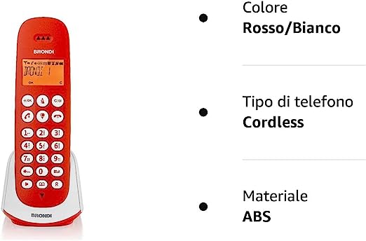 Telefono Cordless Brondi Adara Rosso/Bianco Con Vivavoce